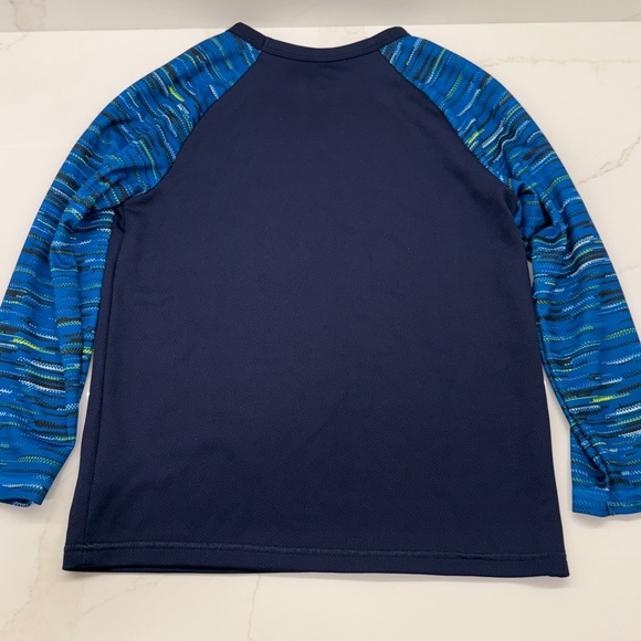 Kids Blue Rashguard with Wave Pattern Sleeves - Picture 4 of 4